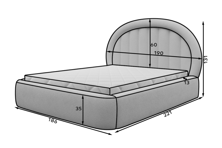 Kровать с обивкой - Bed Tapedo, metal frame, gas lift, storage compartment (Pаскладной с ящиком для белья)