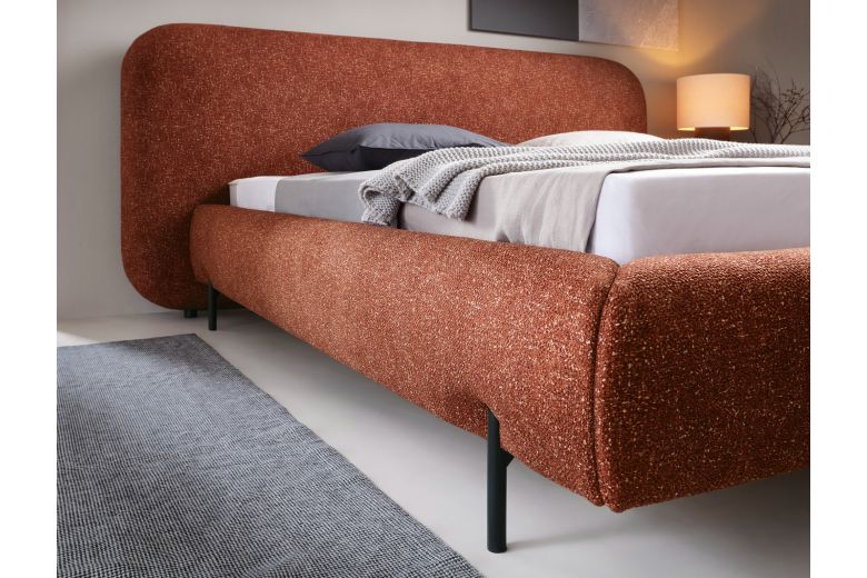 Upholstered bed 160x200 - Bed Pointt, metal frame, gas lift, bedding box 160x200 (Pull-out bed with storage box)