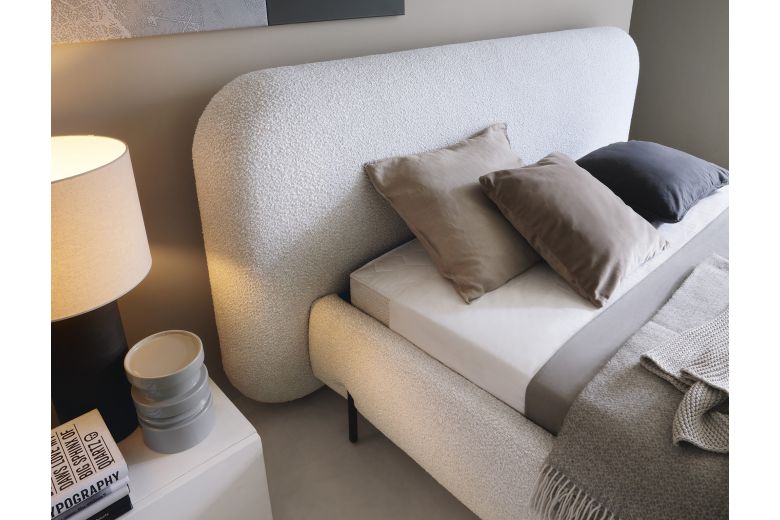 Upholstered bed - Bed Pointt,  metal frame, gas lift, bedding box (Pull-out bed with storage box)