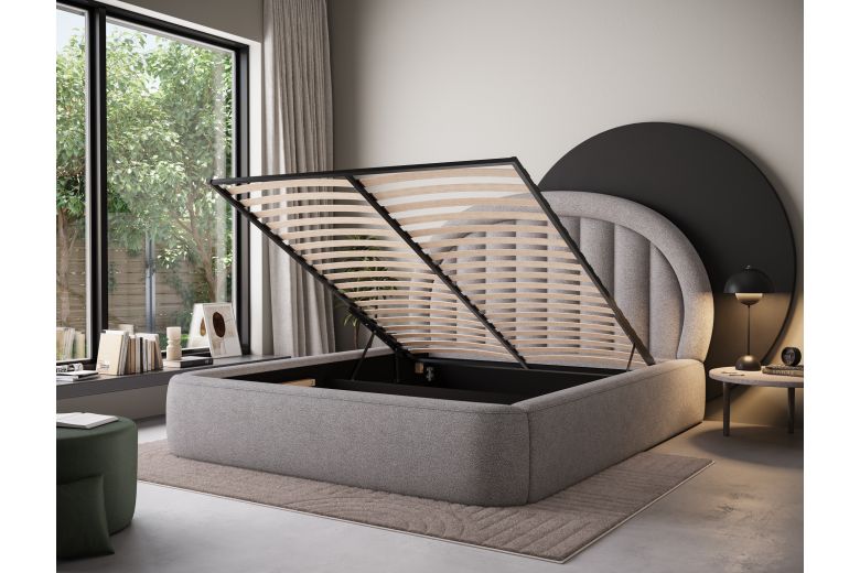 Kровать с обивкой - Bed Tapedo, metal frame, gas lift, storage compartment (Pаскладной с ящиком для белья)