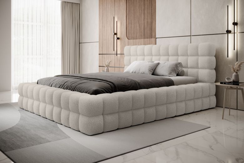 Kровать с обивкой 180x200 - Bed Dizzle, metal frame, gas lift, bedding box 180x200 (Pаскладной с ящиком для белья)
