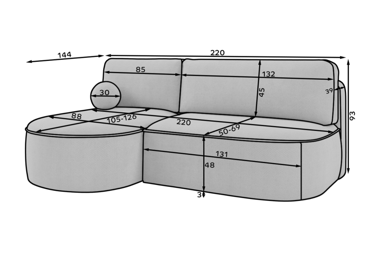 Corner sofa - Livosa (Pull-out bed with storage box)