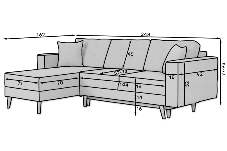 Corner sofa - Asgard (Pull-out bed with storage box)