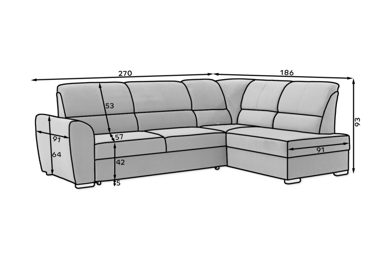 Угловой диван - Siber (Pаскладной с ящиком для белья) Угловой диван - Siber (Pаскладной с ящиком для белья)