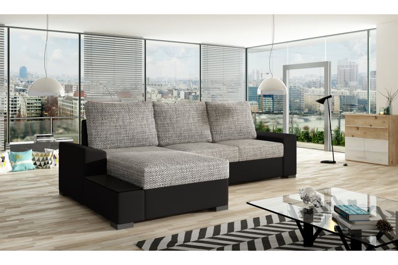 Corner sofa - Negro (Pull-out with storage box)
