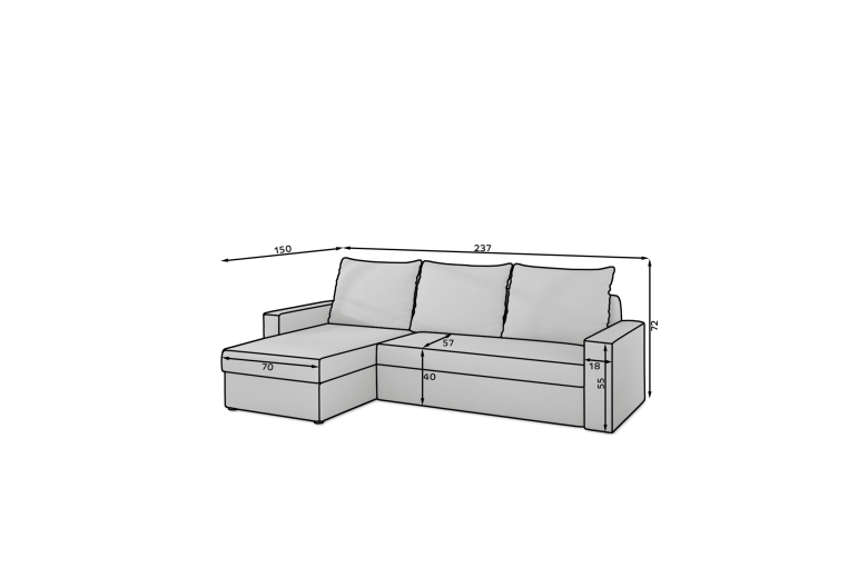 Угловой диван - Livio (Pаскладной с ящиком для белья) Угловой диван - Livio (Pаскладной с ящиком для белья)