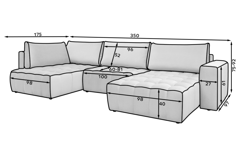 U shape sofa - Bonito (Pull-out bed with storage box) U shape sofa - Bonito (Pull-out bed with storage box)