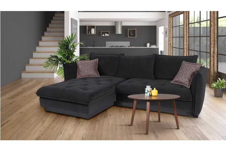 Ecksofa  links - Schwarz