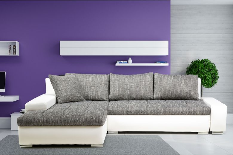 Eckgarnitur Latino links - mit Schlaffunktion - Grau