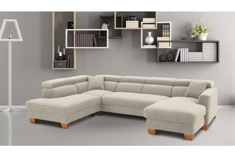 Castello Wohnlandschaft Steve links - mit Schlaffunktion - Beige