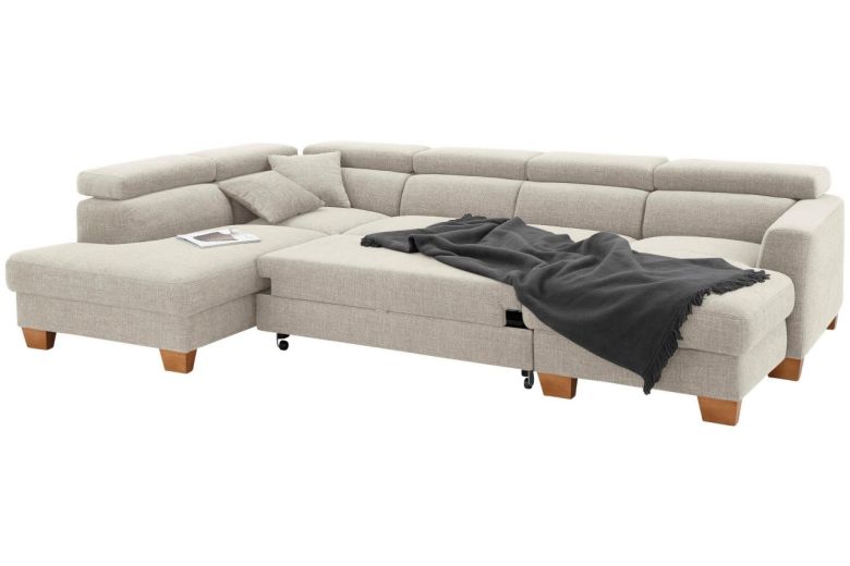 Castello Wohnlandschaft Steve links - mit Schlaffunktion - Beige