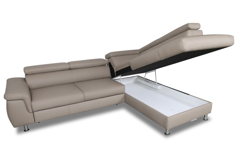 Leather corner sofa - Montreal (Pull-out with storage box)