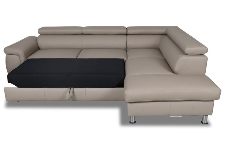 Leather corner sofa - Montreal (Pull-out with storage box)