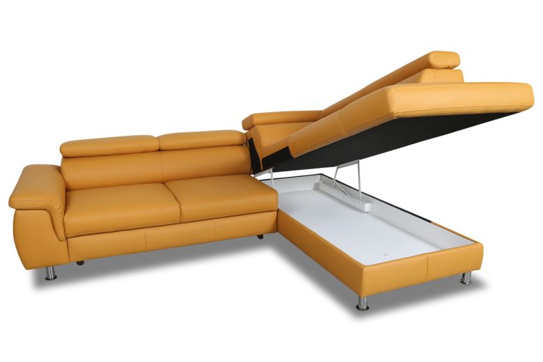 Leather corner sofa - Montreal (Pull-out with storage box)
