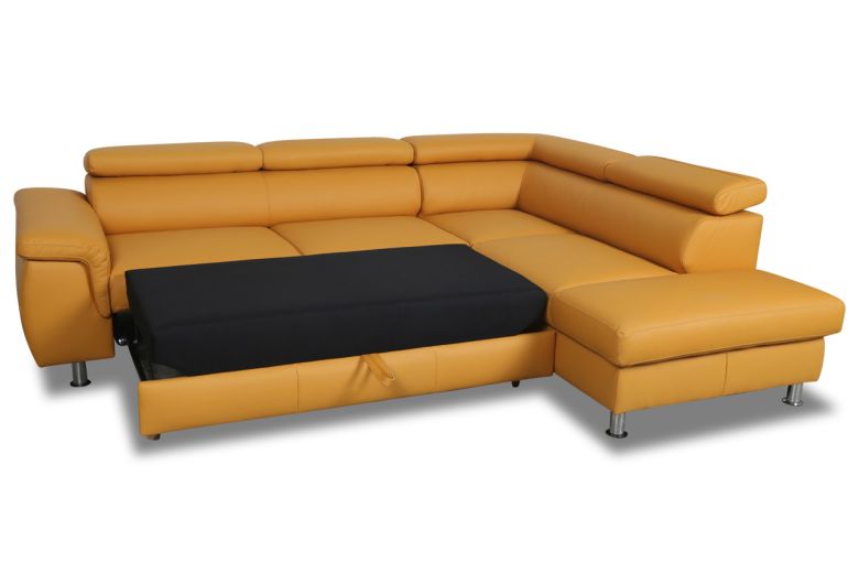Leather corner sofa - Montreal (Pull-out with storage box)