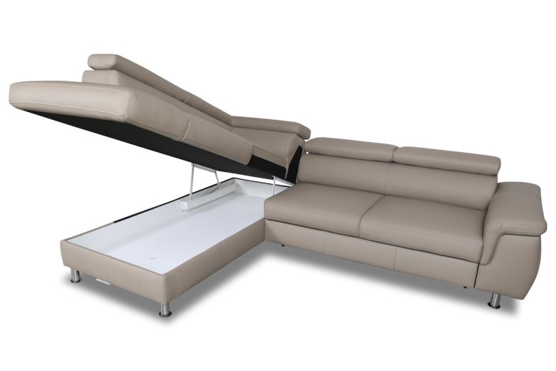 Leather corner sofa - Montreal (Pull-out with storage box)