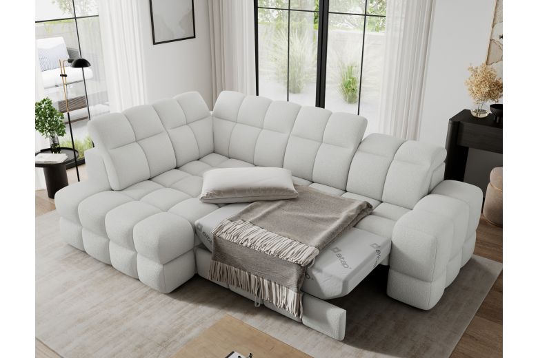 Bronon corner sofa with sleeping function and storage compartment