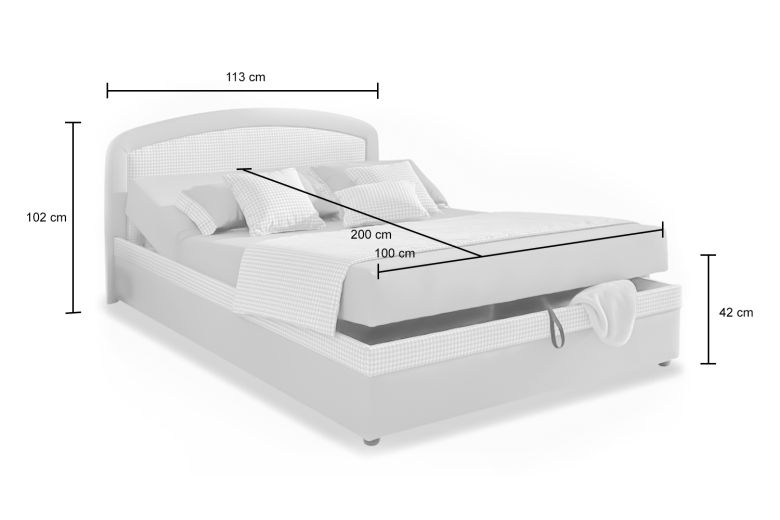 Kровать с обивкой 100x200 - Ramira (C ящиком для белья)