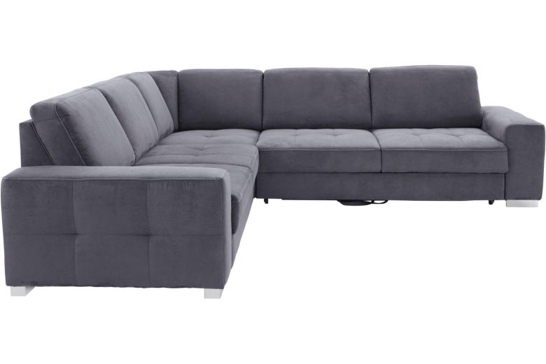 Rundecke  rechts - mit Relax und Schlaffunktion - Grau mit Federkern