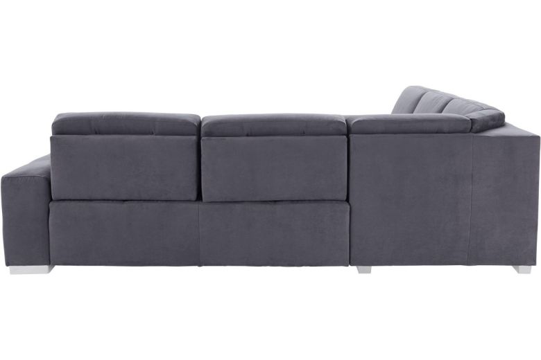 Rundecke  rechts - mit Relax und Schlaffunktion - Grau mit Federkern