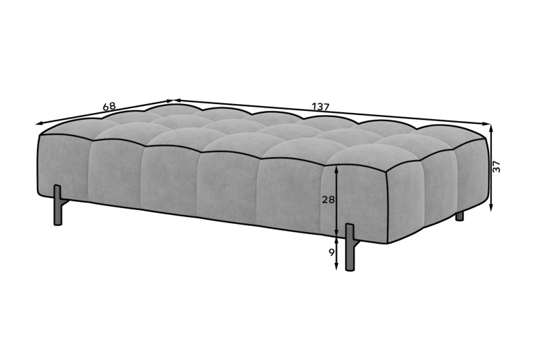 Footstool - Ferivo quilted pouffe on legs
