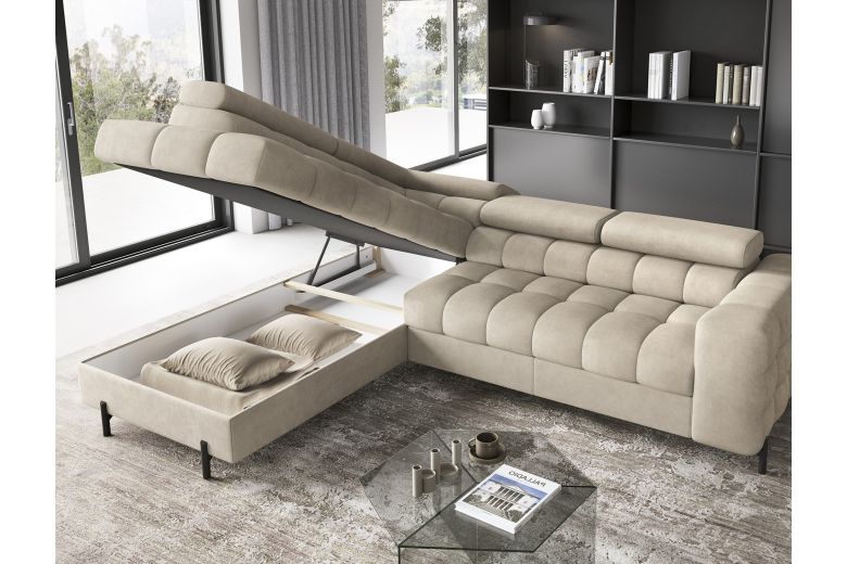 Corner sofa - Ferucce (Pull-out bed with storage box)