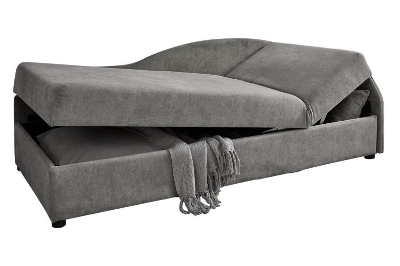 Upholstered bed 90x200 - Rinka (Pull-out with storage box)