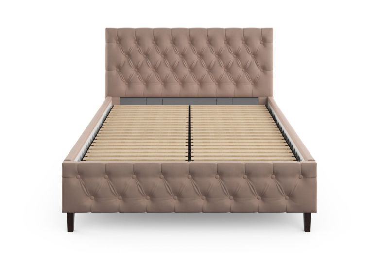 Upholstered bed 140x200 - Westhampton with bed slat (With storage box)