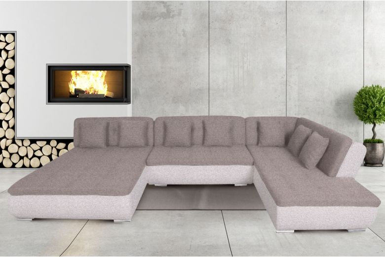 Wohnlandschaft Pool - P rechts - mit Schlaffunktion - Graubeige