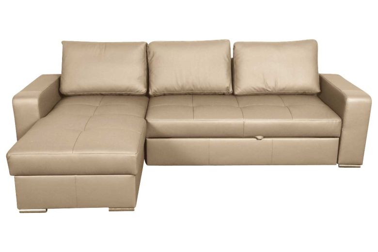 Leather corner sofa - Flores-R (Pull-out with storage box)