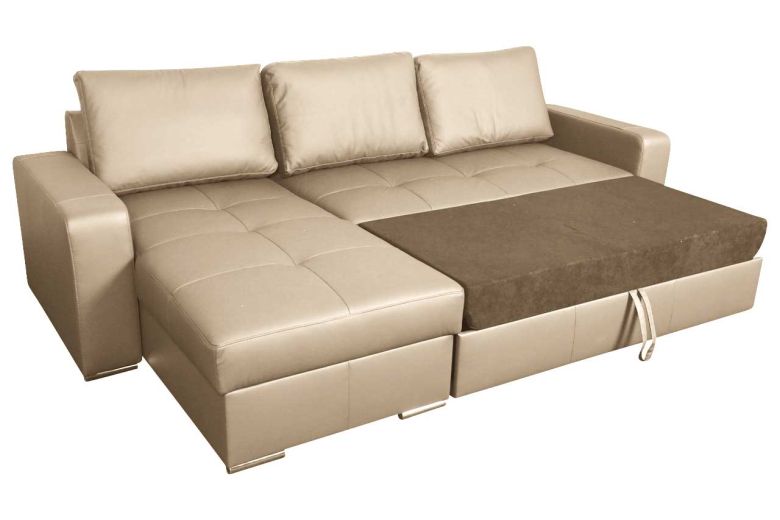 Leather corner sofa - Flores-R (Pull-out with storage box)