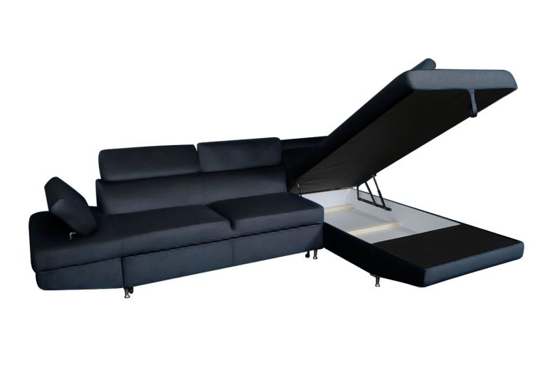 Sofa L-Form Julie-P rechts - mit Schlaffunktion - Blaugrau