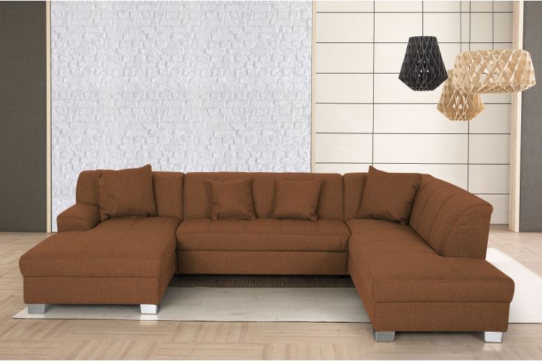 Wohnlandschaft Emily 2 rechts - mit Schlaffunktion - Kupferbraun