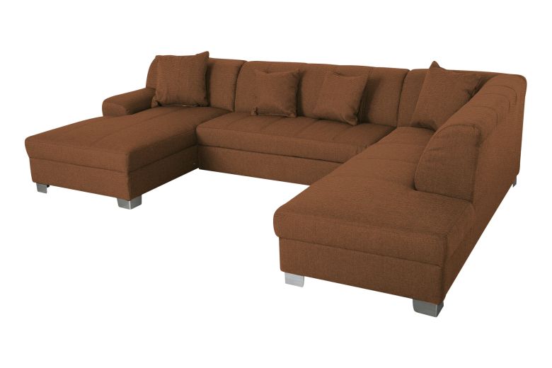 Wohnlandschaft Emily 2 rechts - mit Schlaffunktion - Kupferbraun