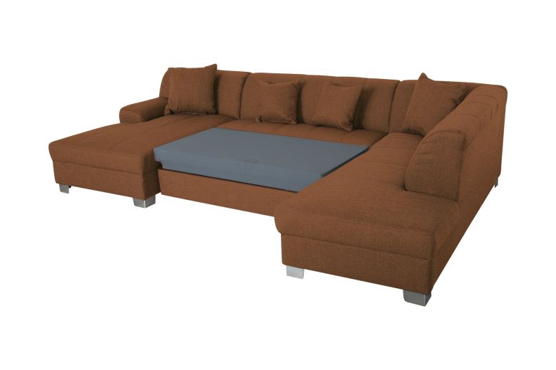 Wohnlandschaft Emily 2 rechts - mit Schlaffunktion - Kupferbraun
