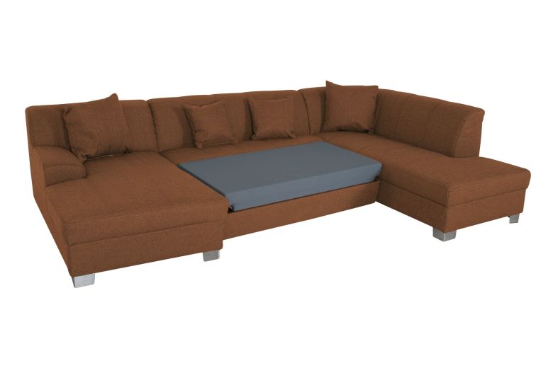 Wohnlandschaft Emily 2 rechts - mit Schlaffunktion - Kupferbraun