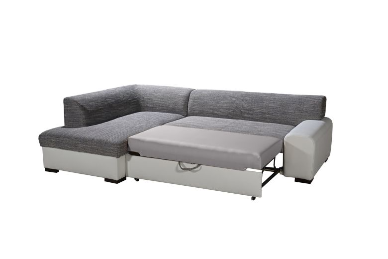 Eckcouch Minos-P links - mit Schlaffunktion - Schwarz