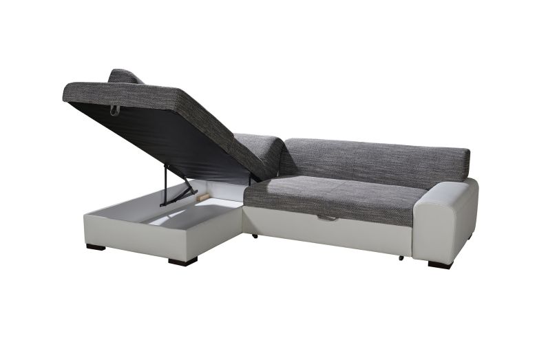Eckcouch Minos-P links - mit Schlaffunktion - Schwarz