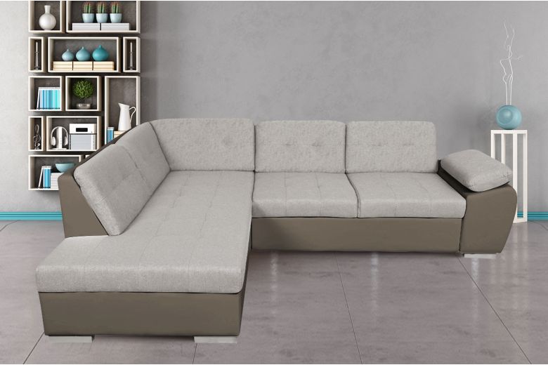 Sofa L-Form Gala links - mit Schlaffunktion - Silbergrau