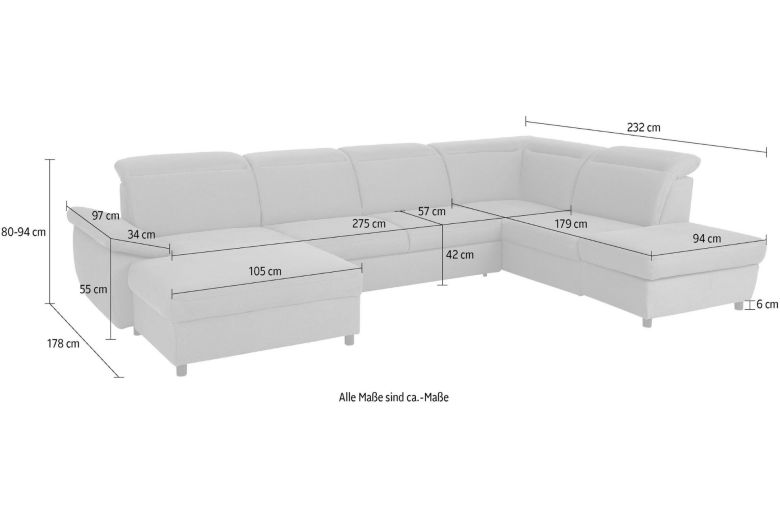 U shape sofa - Mauritius (Pull-out with storage box)