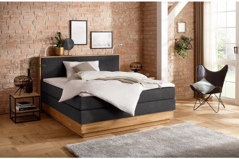 Boxspring bed 180x200 - Cavan ar LED (With storage box)
