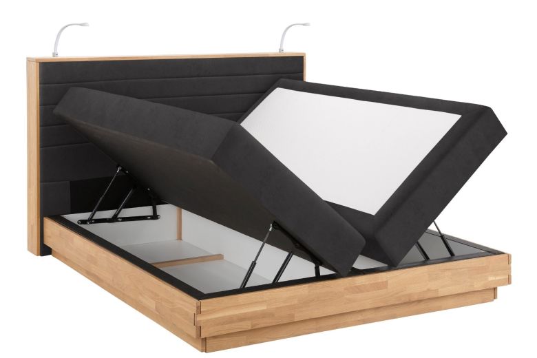 Boxspring bed 180x200 - Cavan ar LED (With storage box)