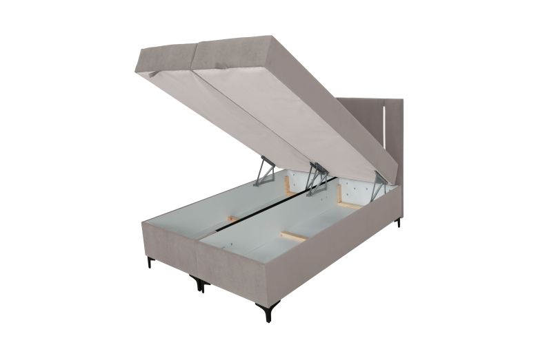 Boxspring bed 140x200 - Alba LED (With storage box)