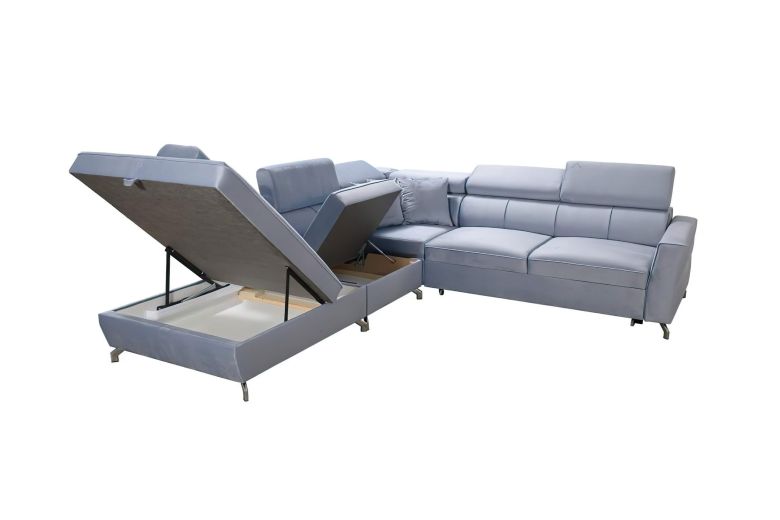 Eckcouch Veneto VIII links - mit Schlaffunktion - Walnuss