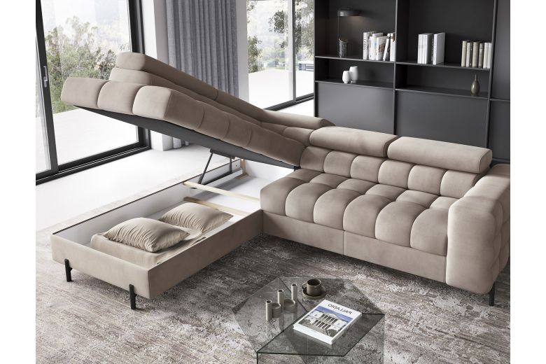 Corner sofa - Ferucce (Pull-out bed with storage box)