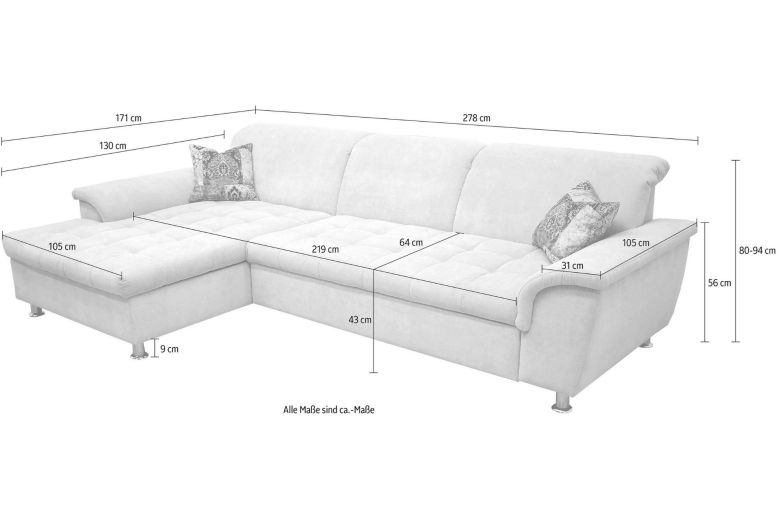 Corner sofa - Franzi (Pull-out with storage box)