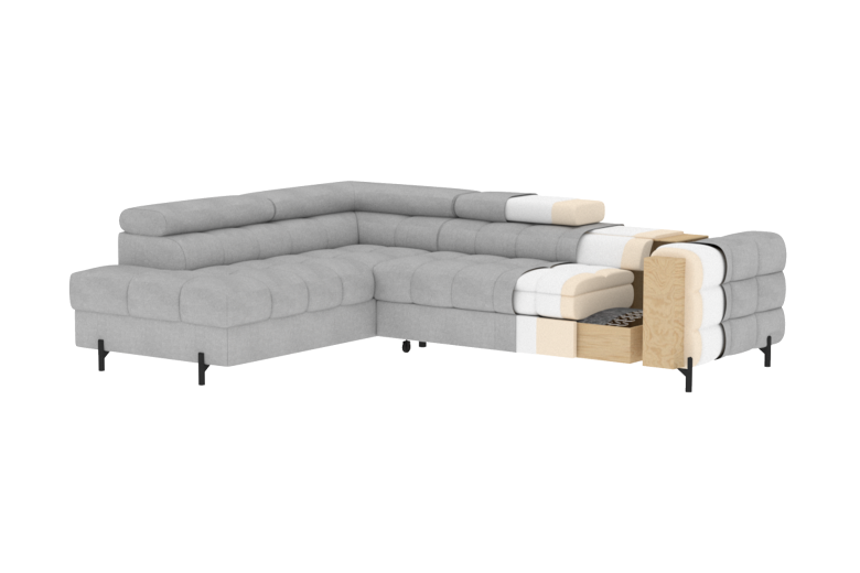 Corner sofa - Ferucce (Pull-out bed with storage box)