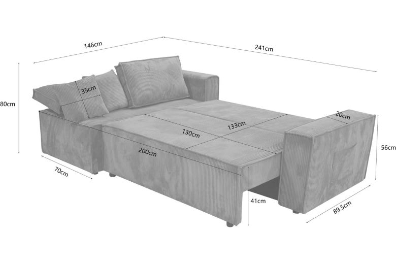 Corner sofa - Cassi (Pull-out bed with storage box)
