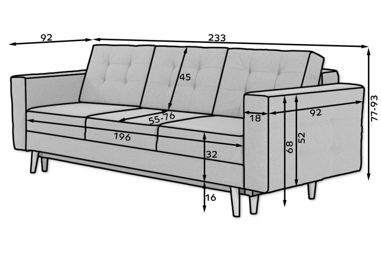 Sofa+bed - Asgard (Pull-out bed with storage box)