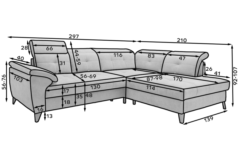 Corner sofa - Inferne (Pull-out bed with storage box) Corner sofa - Inferne (Pull-out bed with storage box)